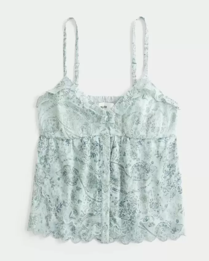 Enkel Chiffong Babydoll Topp Enkel Chiffong Babydoll Topp