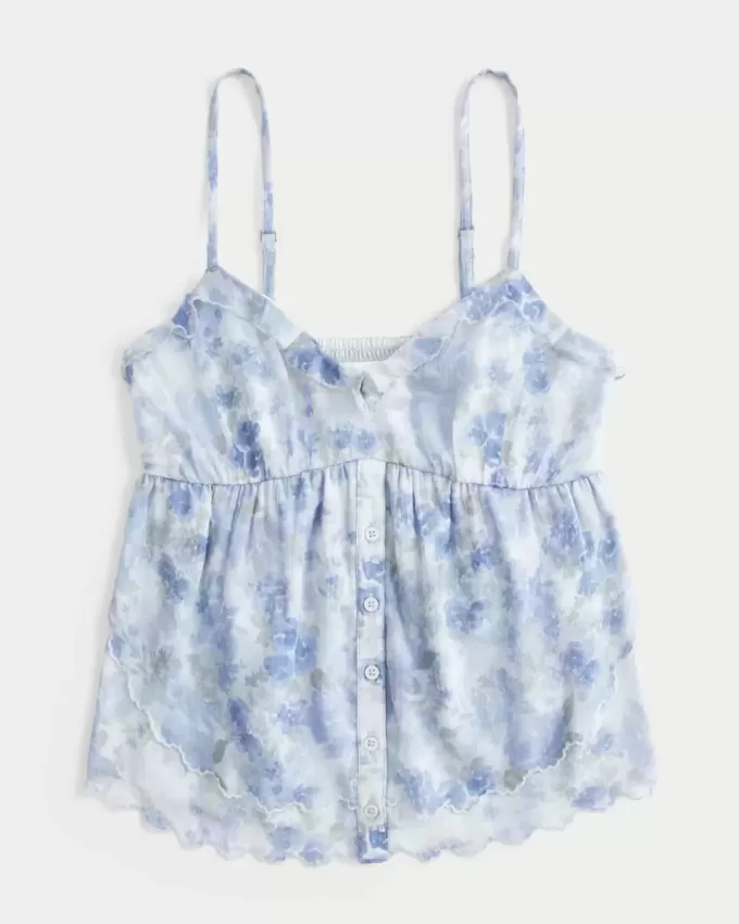 Enkel Chiffong Babydoll Topp Enkel Chiffong Babydoll Topp