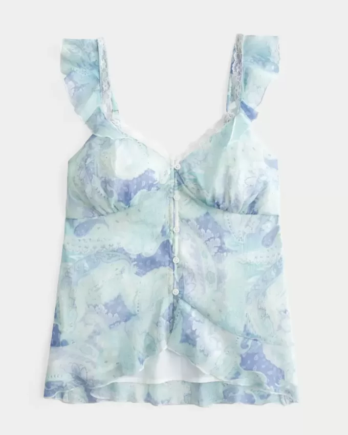 Enkel Chiffong Babydoll Topp Enkel Chiffong Babydoll Topp