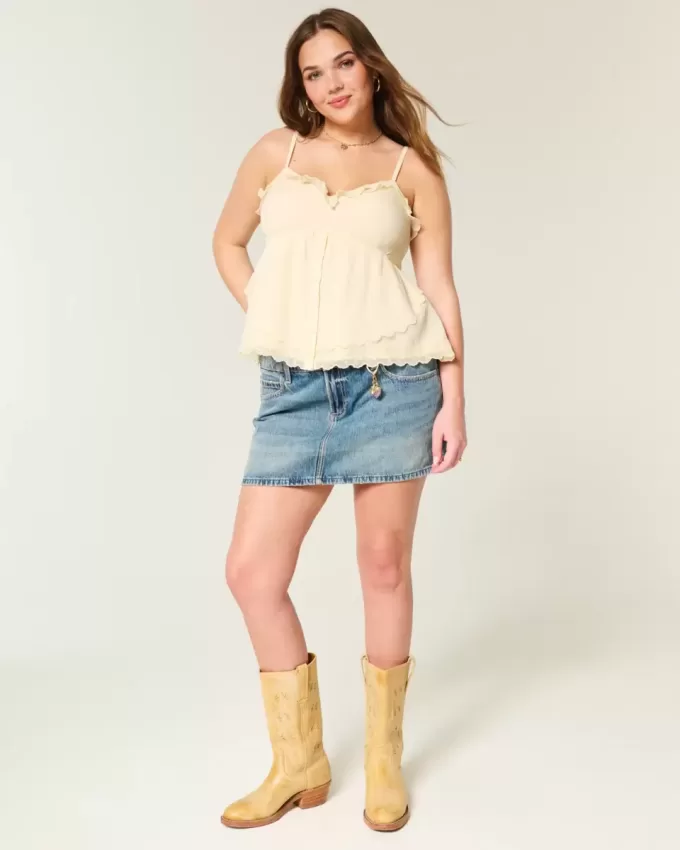 Enkel Chiffong Babydoll Topp Enkel Chiffong Babydoll Topp