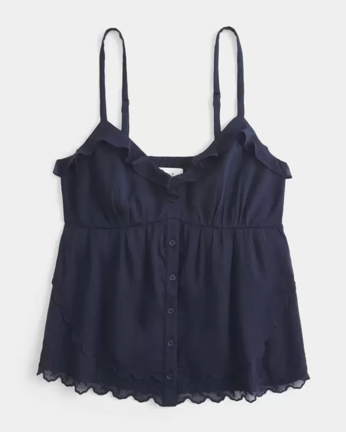 Enkel Chiffong Babydoll Topp Enkel Chiffong Babydoll Topp