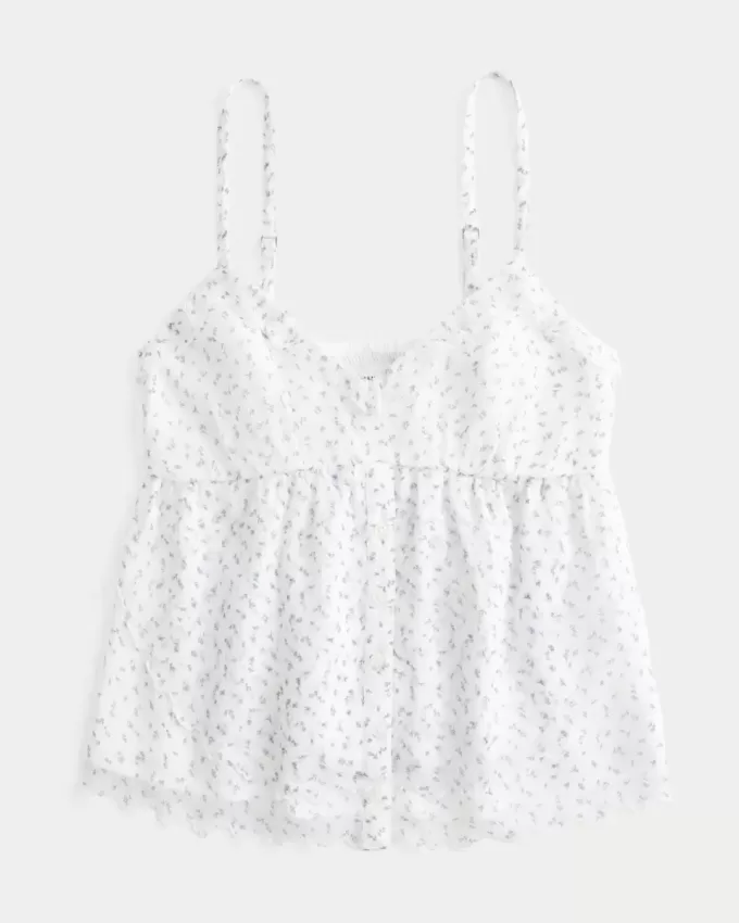 Enkel Chiffong Babydoll Topp Enkel Chiffong Babydoll Topp