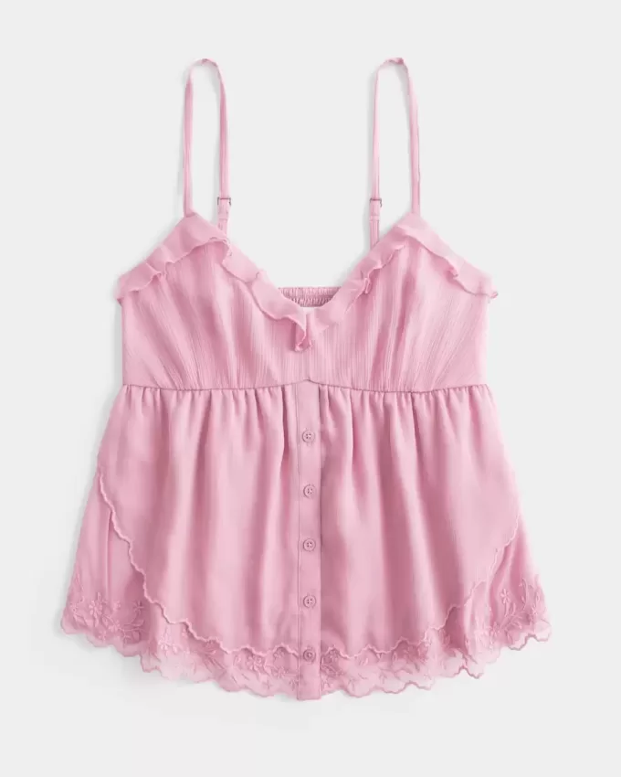 Enkel Chiffong Babydoll Topp Enkel Chiffong Babydoll Topp