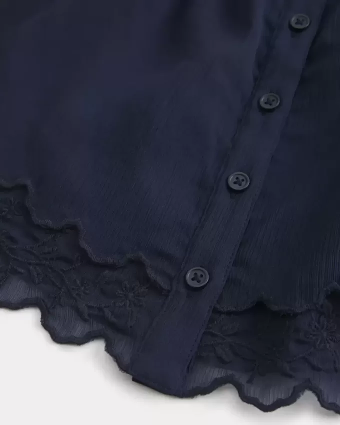 Enkel Chiffong Babydoll Topp Enkel Chiffong Babydoll Topp