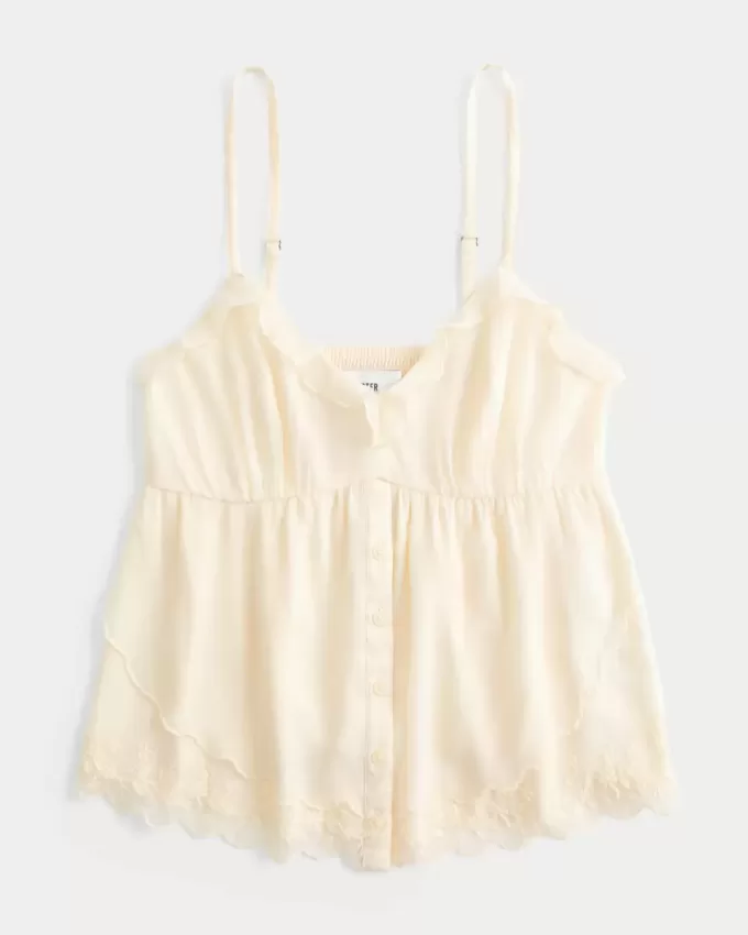 Enkel Chiffong Babydoll Topp Enkel Chiffong Babydoll Topp