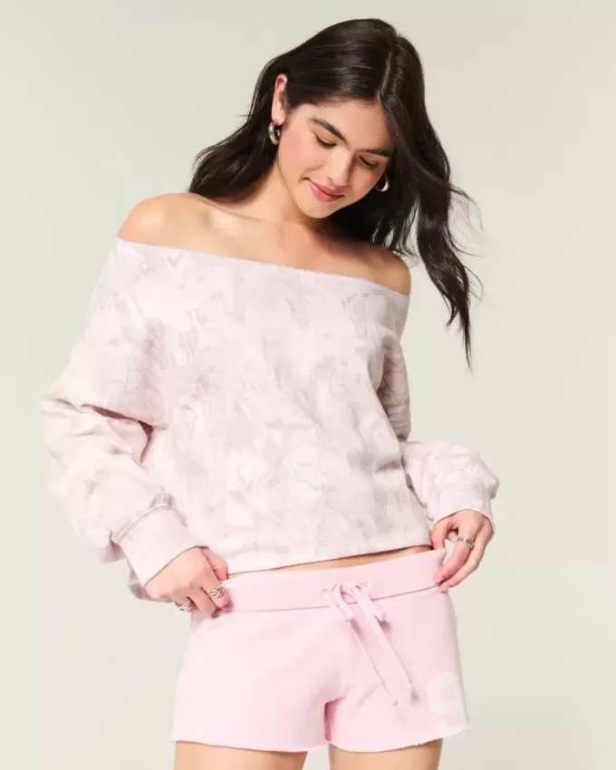 Enkel dubbel off-the-shoulder Camo Sweatshirt Enkel dubbel off-the-shoulder Camo Sweatshirt