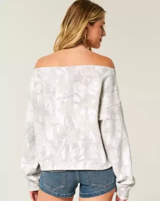Enkel dubbel off-the-shoulder Camo Sweatshirt