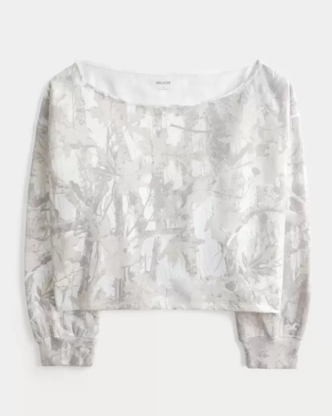 Enkel dubbel off-the-shoulder Camo Sweatshirt Enkel dubbel off-the-shoulder Camo Sweatshirt