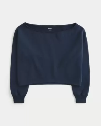 Enkel dubbel off-the-shoulder tröja