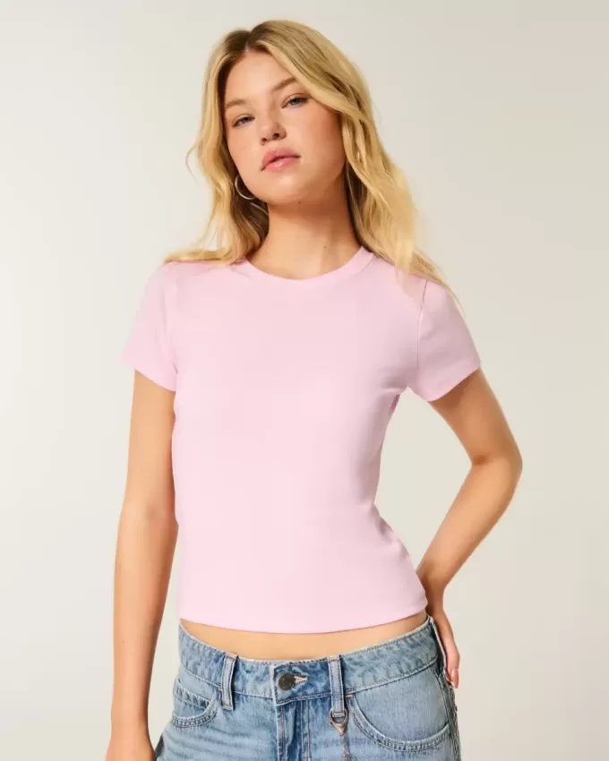 Enkel kortärmad Crew Baby Tee Enkel kortärmad Crew Baby Tee