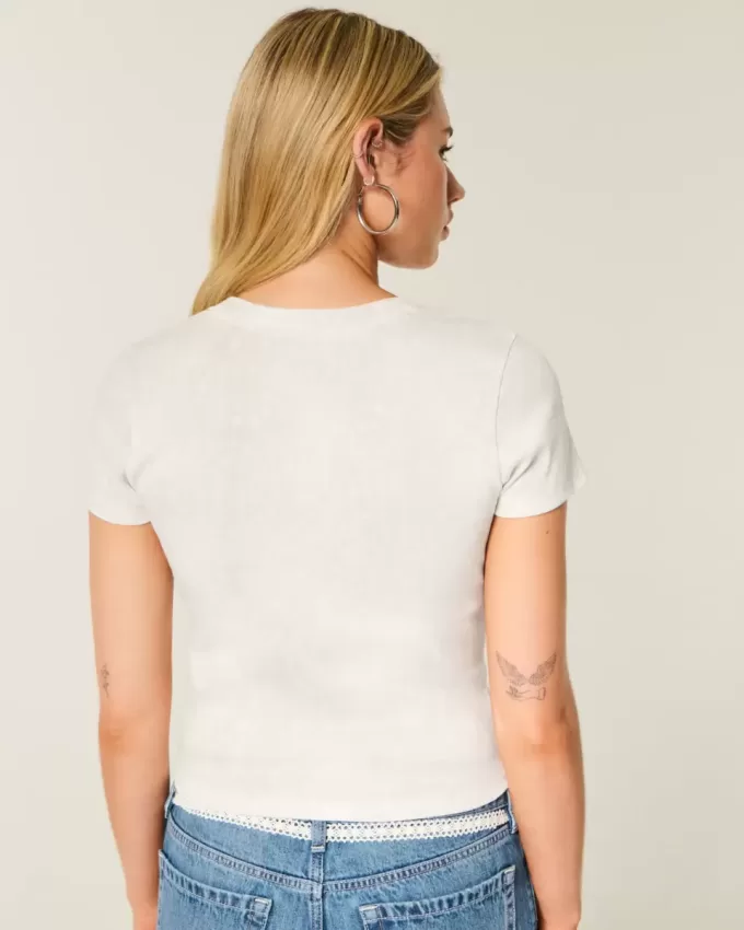 Enkel kortärmad Doe Print Crew Baby Tee Enkel kortärmad Doe Print Crew Baby Tee