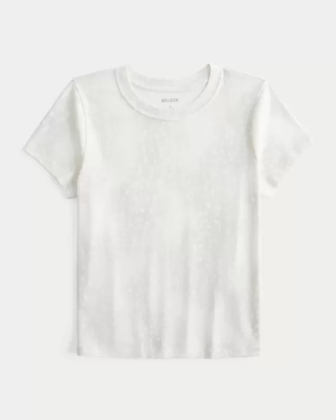 Enkel kortärmad Doe Print Crew Baby Tee Enkel kortärmad Doe Print Crew Baby Tee