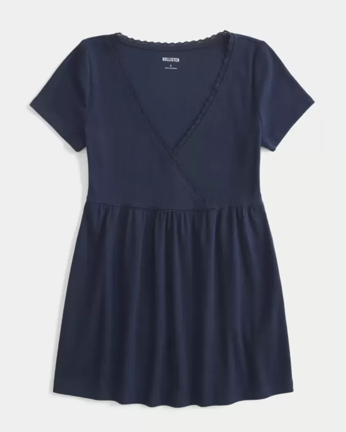 Enkel kortärmad spetstopp för Babydoll Enkel kortärmad spetstopp för Babydoll