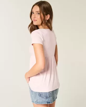 Enkel kortärmad spetstopp för Babydoll