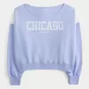 Enkel off-the-shoulder Chicago grafisk tröja Enkel off-the-shoulder Chicago grafisk tröja
