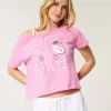 Enkel off-the-shoulder Snoopy grafisk t-shirt Enkel off-the-shoulder Snoopy grafisk t-shirt