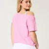 Enkel off-the-shoulder Snoopy grafisk t-shirt Enkel off-the-shoulder Snoopy grafisk t-shirt