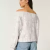 Enkel tröja med dubbla off-the-shoulder-camomönster Enkel tröja med dubbla off-the-shoulder-camomönster