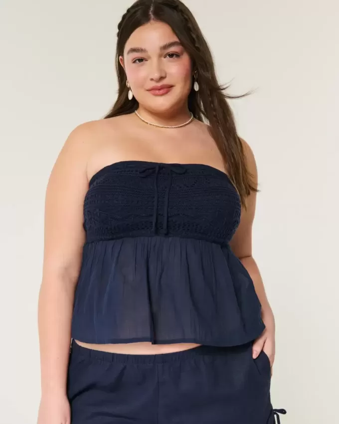 Enkel virkad Babydoll-topp Enkel virkad Babydoll-topp