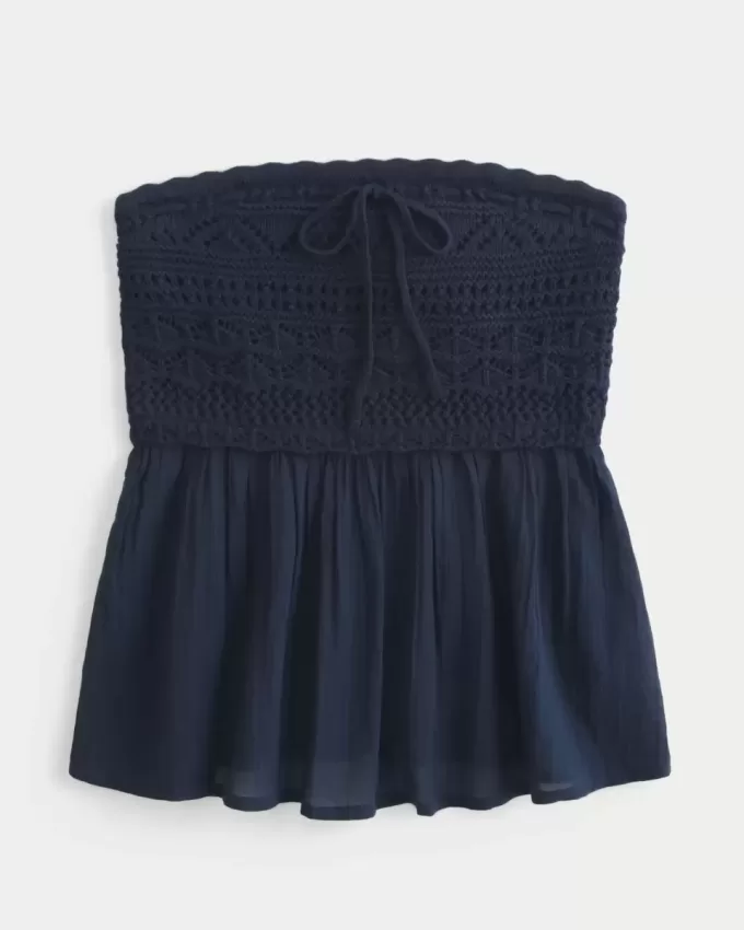 Enkel virkad Babydoll-topp Enkel virkad Babydoll-topp
