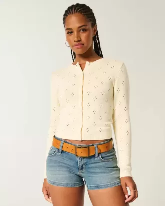 Eyelet Crew Cardigan