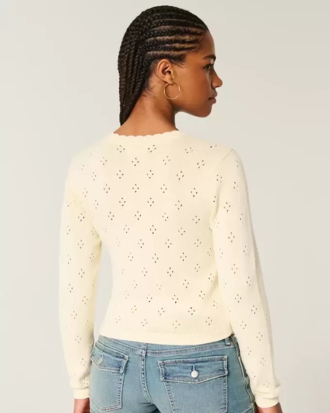 Eyelet Crew Cardigan Eyelet Crew Cardigan