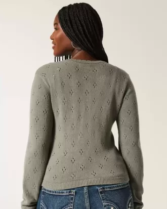 Eyelet Crew Cardigan Eyelet Crew Cardigan