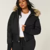Faux Fur Trim Puffer Bomberjacka Faux Fur Trim Puffer Bomberjacka