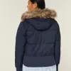 Faux Fur Trim Puffer Bomberjacka Faux Fur Trim Puffer Bomberjacka
