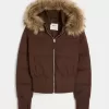 Faux Fur Trim Puffer Bomberjacka Faux Fur Trim Puffer Bomberjacka
