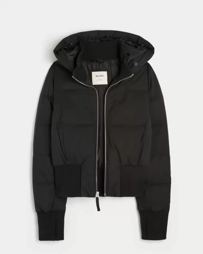 Faux Fur Trim Puffer Bomberjacka Faux Fur Trim Puffer Bomberjacka