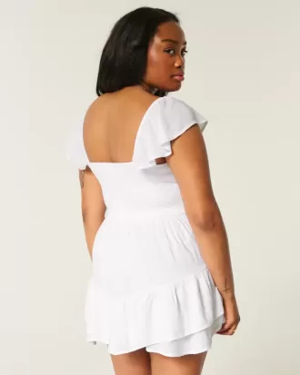 Flutter Sleeve Pinch Bust Mini Skort Klänning Flutter Sleeve Pinch Bust Mini Skort Klänning