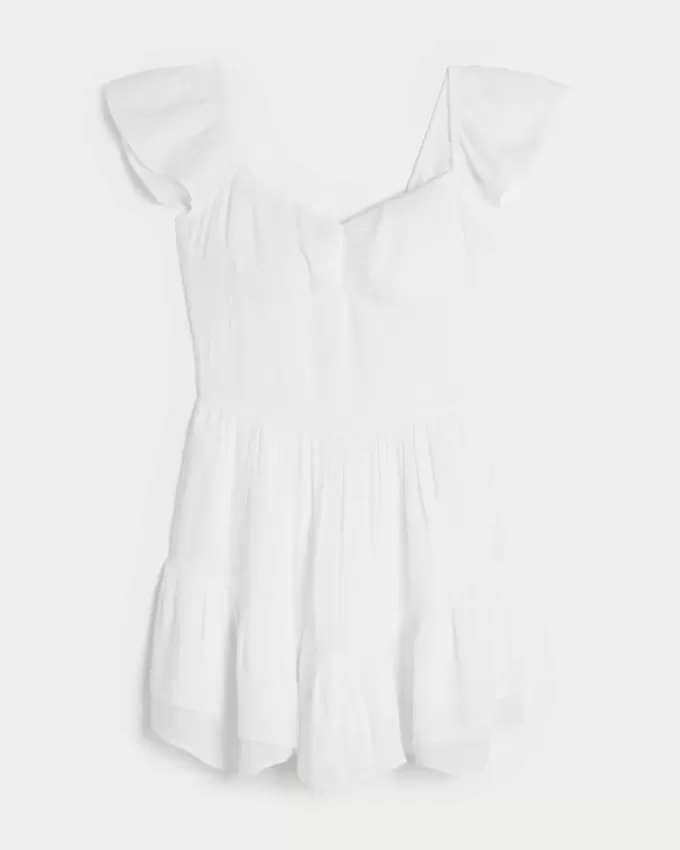 Flutter Sleeve Pinch Bust Mini Skort Klänning Flutter Sleeve Pinch Bust Mini Skort Klänning