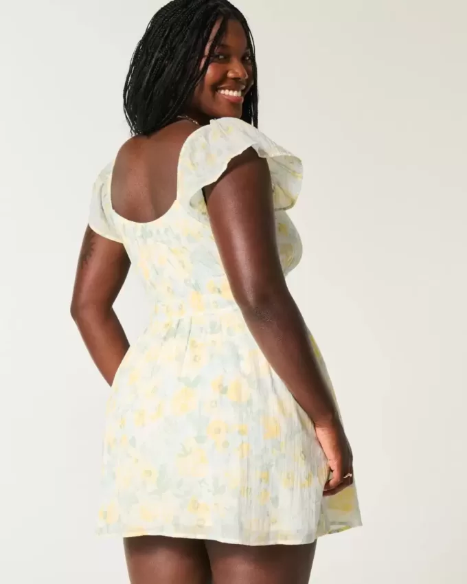 Flutter Sleeve Skort Klänning med dubbla knytband Flutter Sleeve Skort Klänning med dubbla knytband