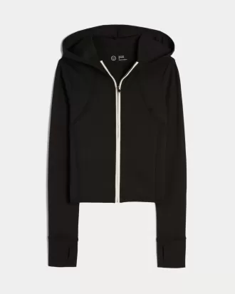 Gilly Hicks Active Recharge Hooded Crop Zip-Up Top