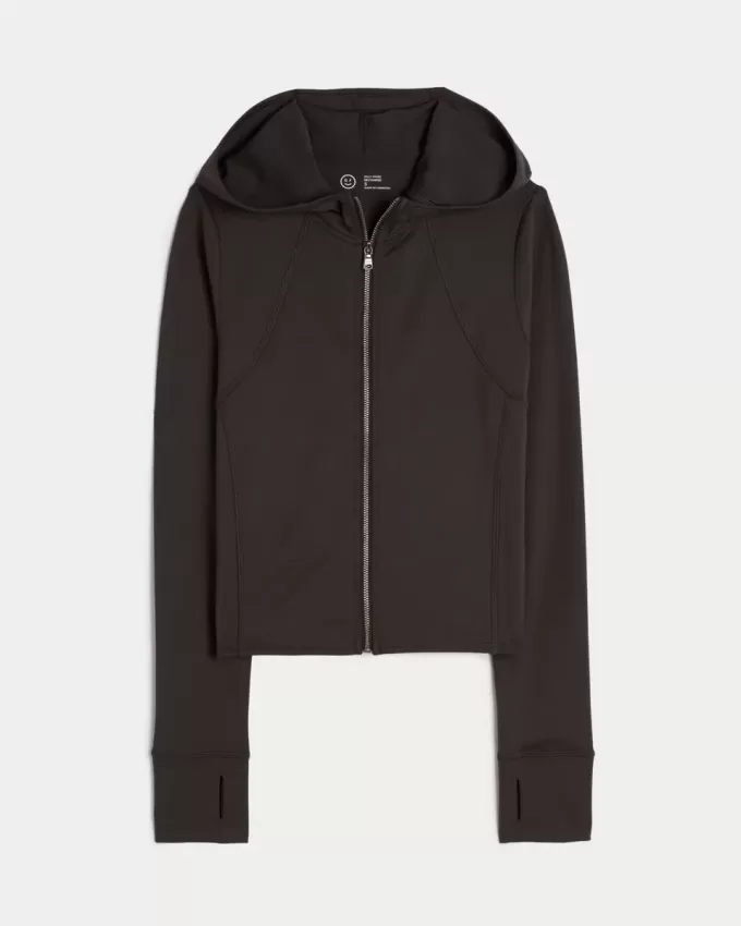 Gilly Hicks Active Recharge Hooded Crop Zip-Up Top Gilly Hicks Active Recharge Hooded Crop Zip-Up Top