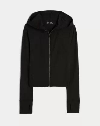 Gilly Hicks Active Recharge Hooded Crop Zip-Up Top