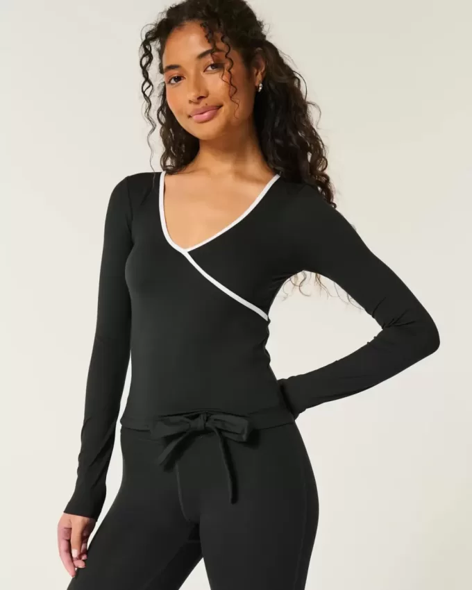 Gilly Hicks Active Tipped Wrap Top Gilly Hicks Active Tipped Wrap Top