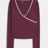 Gilly Hicks Active Tipped Wrap Top Gilly Hicks Active Tipped Wrap Top
