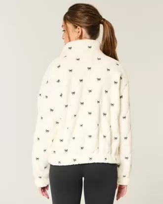 Gilly Hicks Sherpa Broderad Zip-Up Topp