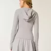 Gilly Hicks Waffle Zip-Up Hoodie