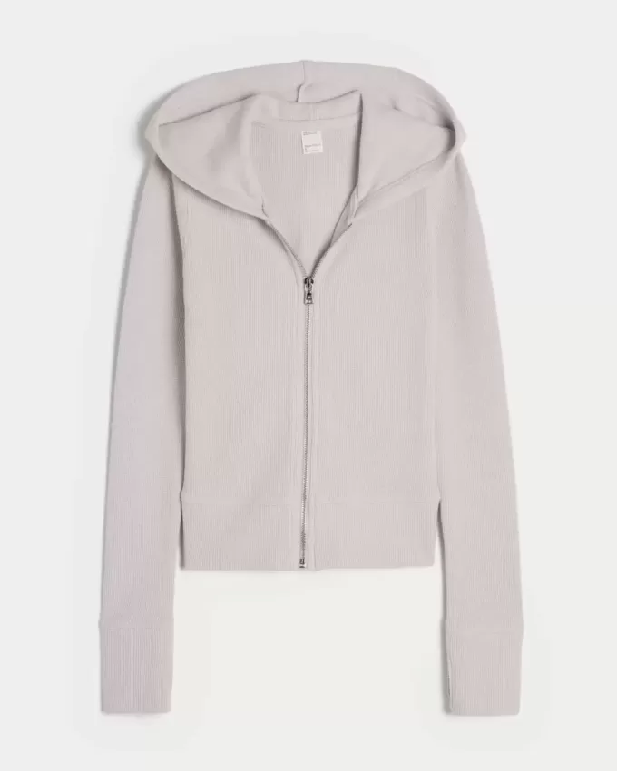 Gilly Hicks Waffle Zip-Up Hoodie