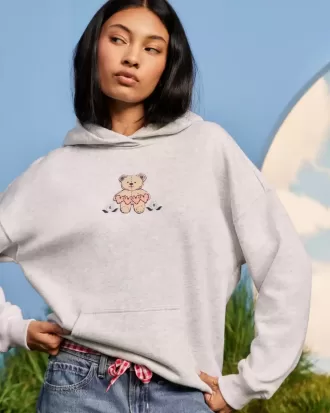 Grafisk hoodie med nallebjörn