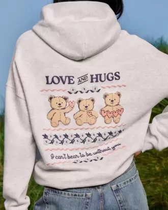 Grafisk hoodie med nallebjörn