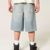 Greased Medium Wash Super Baggy jeansshorts
