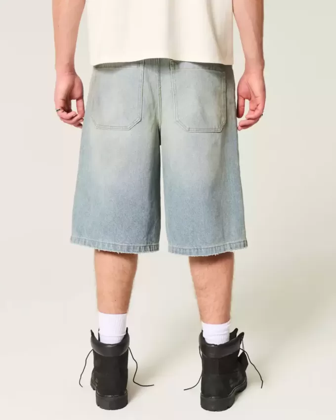 Greased Medium Wash Super Baggy jeansshorts