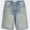 Greased Medium Wash Super Baggy jeansshorts