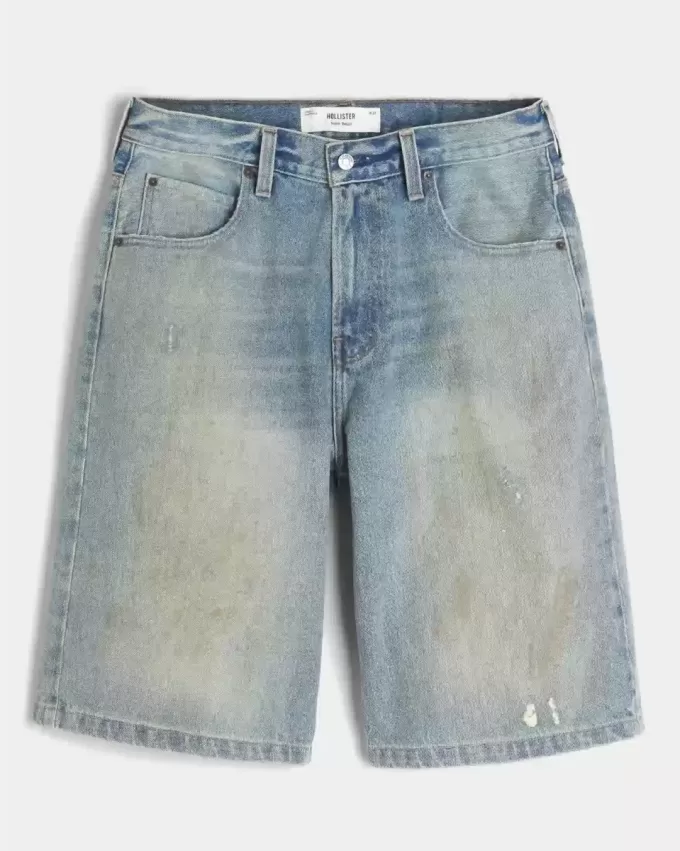 Greased Medium Wash Super Baggy jeansshorts