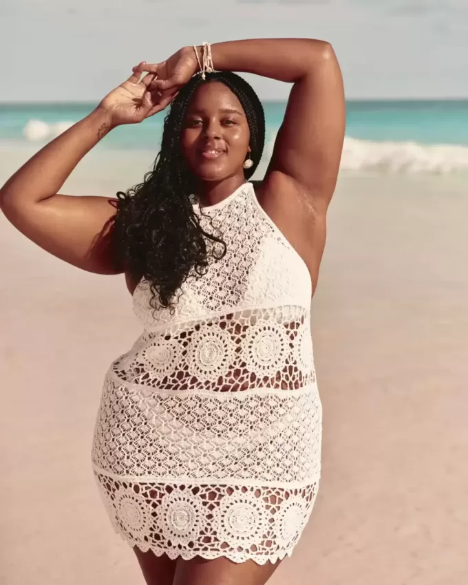 Halter Cover Up Miniklänning i virkad stil