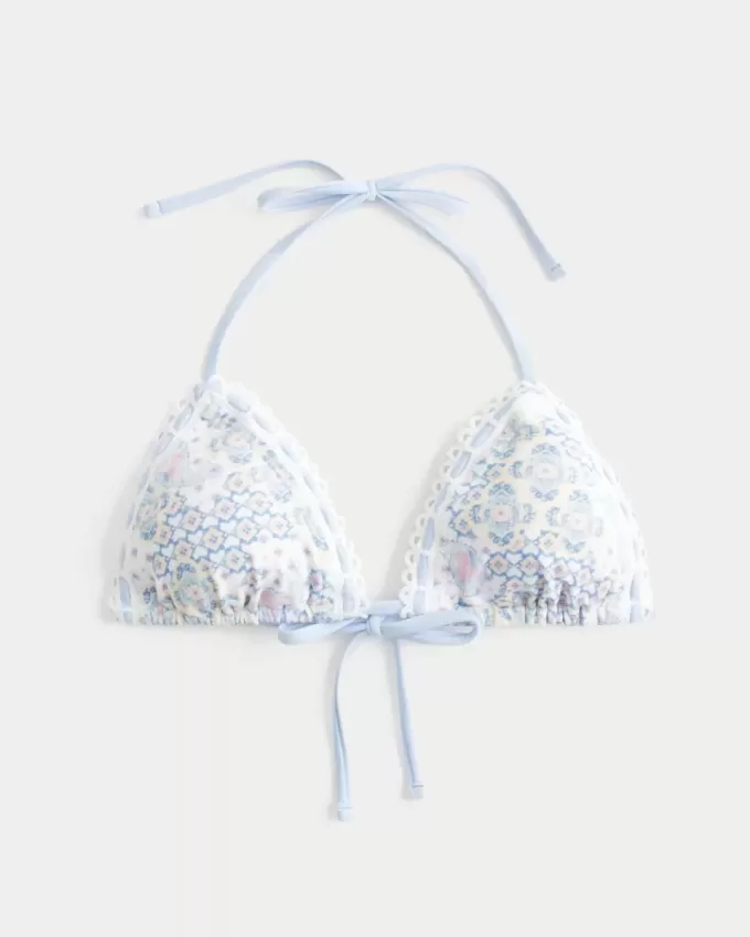 Halter Triangle Bikinitopp i virkad stil